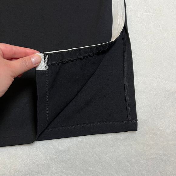 American Giant Pull On Ponte Pencil Skirt Size 10 Tuxedo Stripe Side Slit Office - Picture 7 of 9